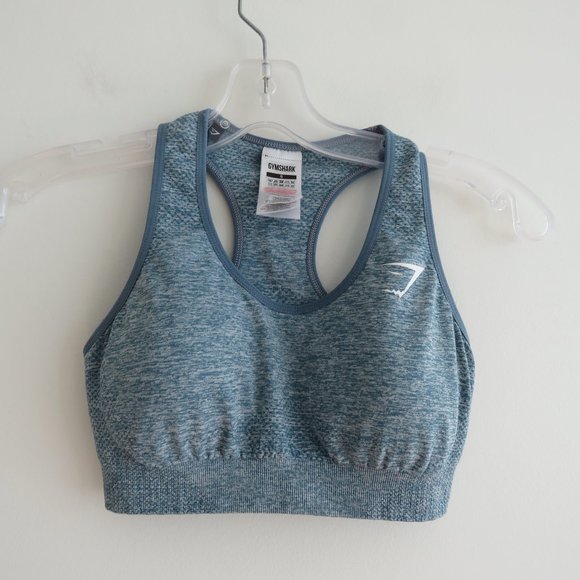 GYMSHARK Vital Seamless 2.0 Sports Bra in Blue Marl - Size S - Picture 2 of 14